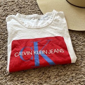 Calvin Klein Jeans Size S White Blue Red